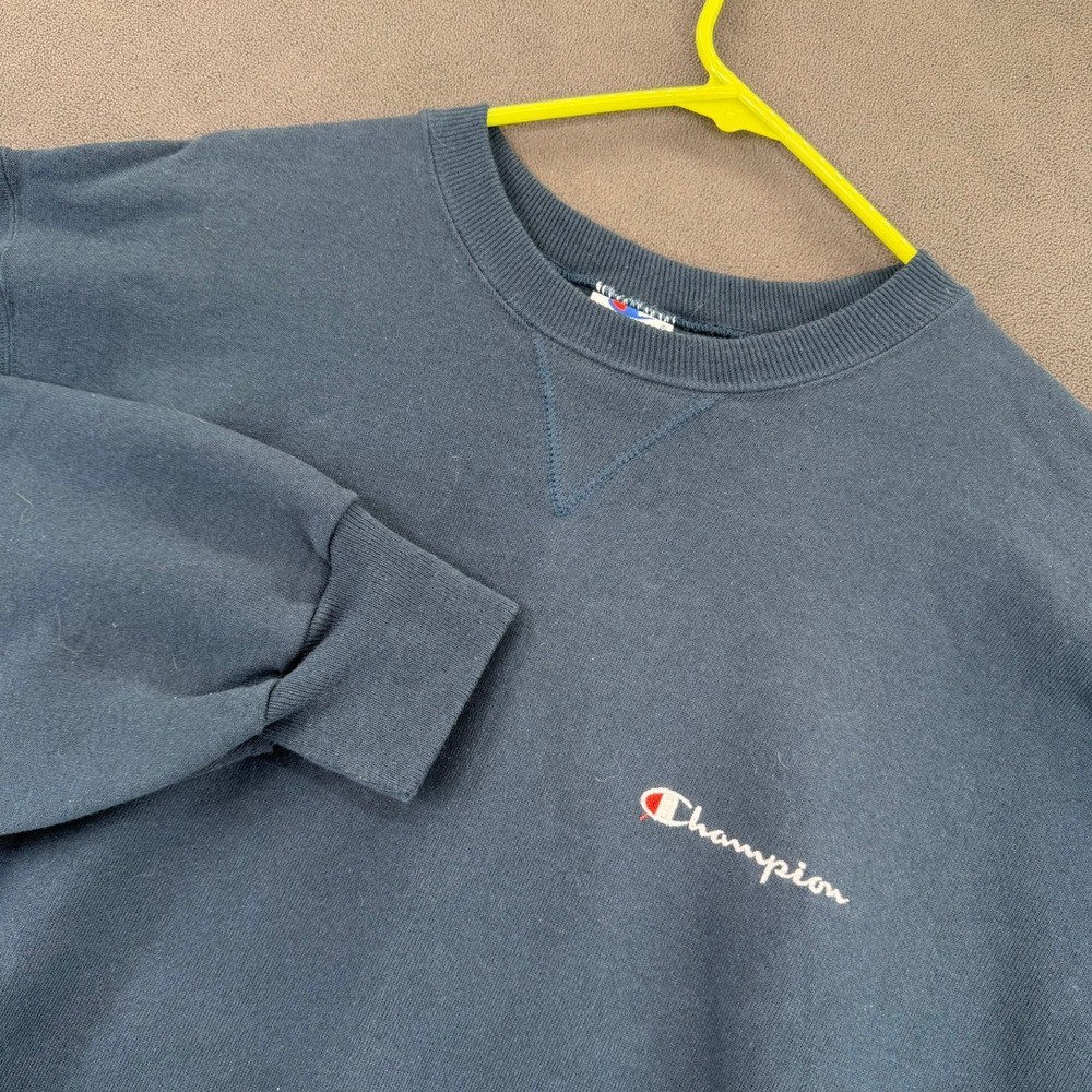 Vintage Champion Sweatshirt Mens Large Blue Crewneck Script Logo Made in USA